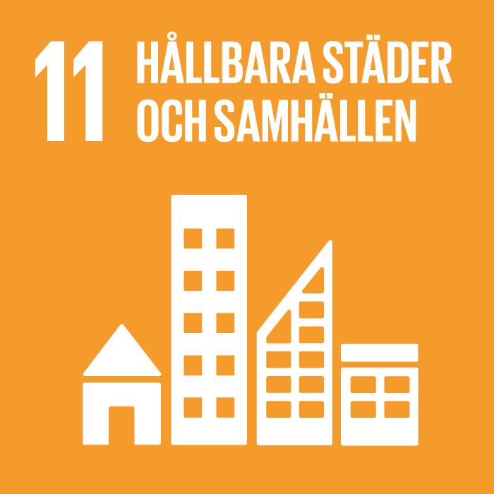  Symbol för mål nummer 11 hållbara städer och samhällen i Agenda2030