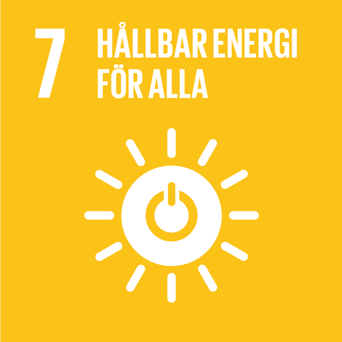 Symbol för mål nummer 7 hållbar energi för alla i Agenda2030 