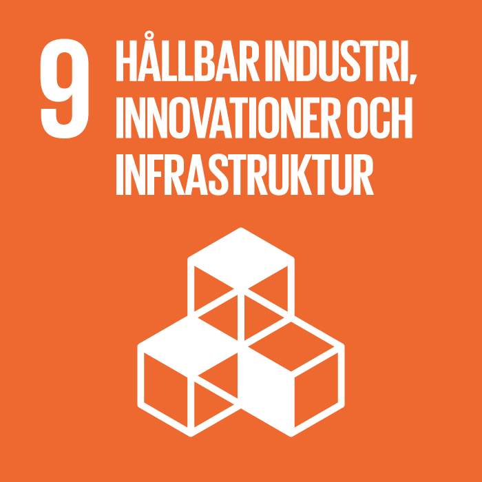 Symbol för mål nummer 9 hållbar industri, innovationer och infrastruktur i Agenda2030